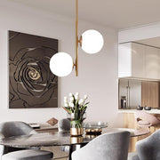 Dual Ball Pendant Light — Electroplated Metal & Glass, 2-Light LED, 13", Adjustable 26"–33"