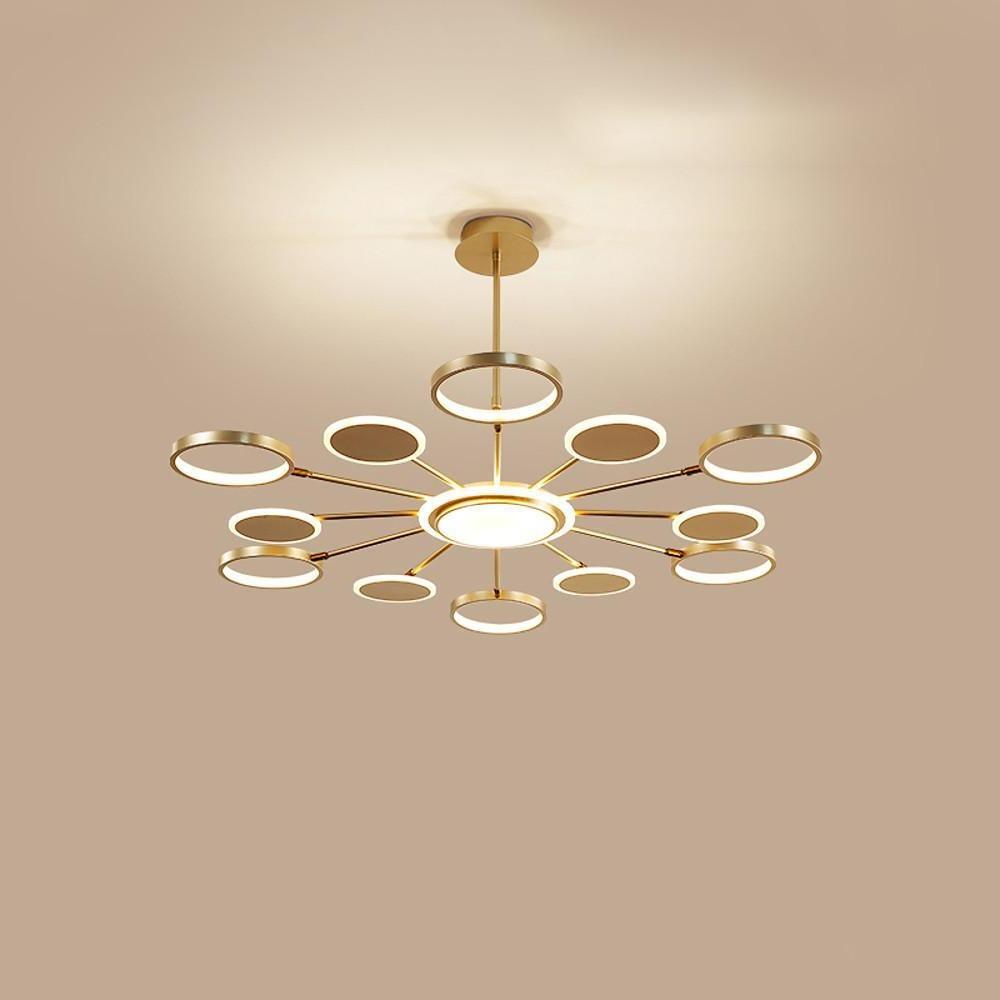 Multi-Circle Dandelion Chandelier — Acrylic and Aluminum, LED, 6/8/12-Light, 12W, 3000K/6000K, Black or Gold