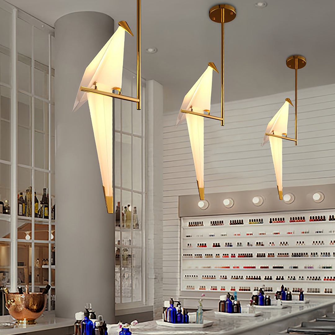 Origami Crane Wall Sconce — PP & Metal, Gold Accent, LED 6W, 3000K Warm White