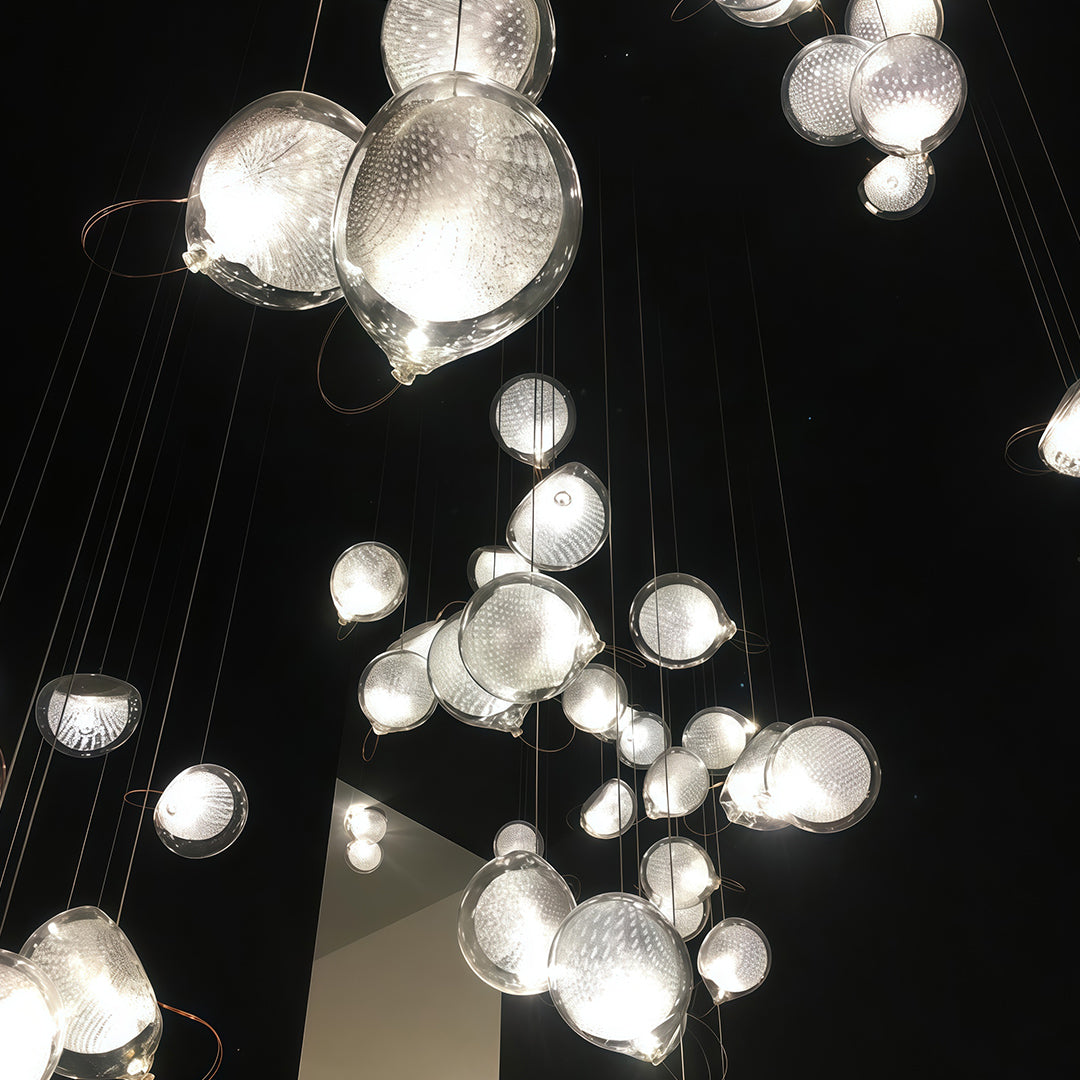 Jellyfish Pendant Light — Chrome Metal, Transparent Glass, G4, 59.1" Adjustable Cord, 2700K–3999K