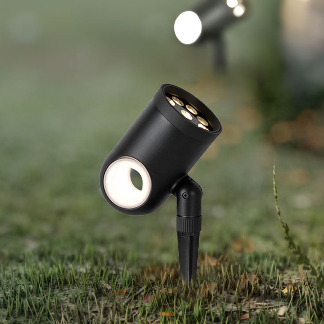 Outdoor Landscape Spotlight — Die-Cast Aluminum, 12W LED, IP65 Weatherproof, Base or Ground-Plug Mount