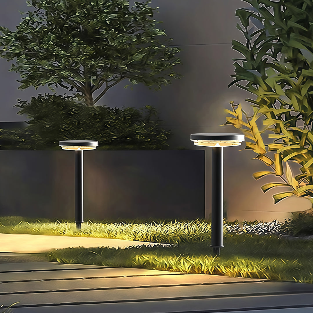 Black Solar Outdoor Path Light — Aluminum & ABS, LED, IP65 Weatherproof, 10-Hour Runtime