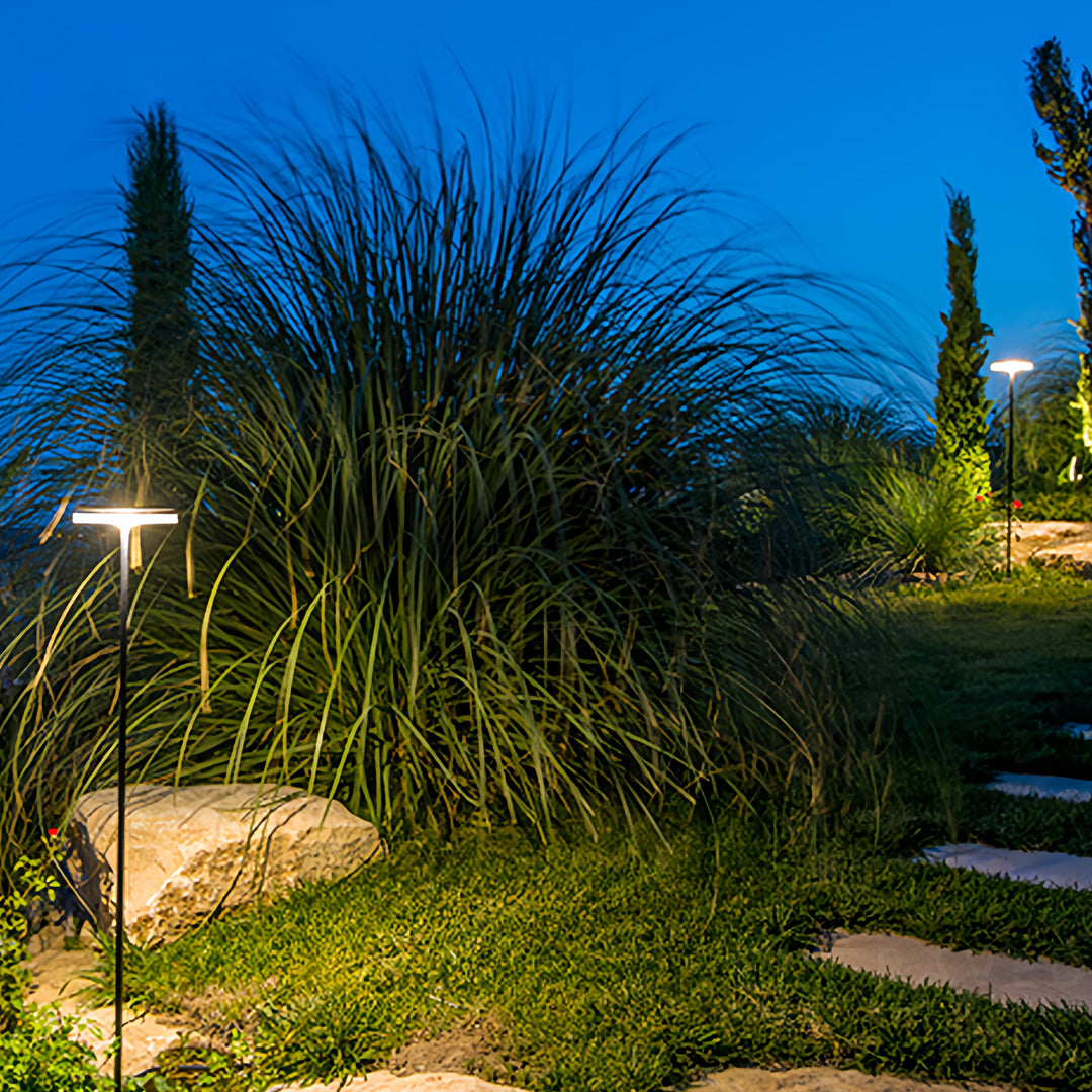 High-Pole Outdoor Path Light — Stainless Steel, Acrylic Shade, LED Warm White, IP65 Weatherproof