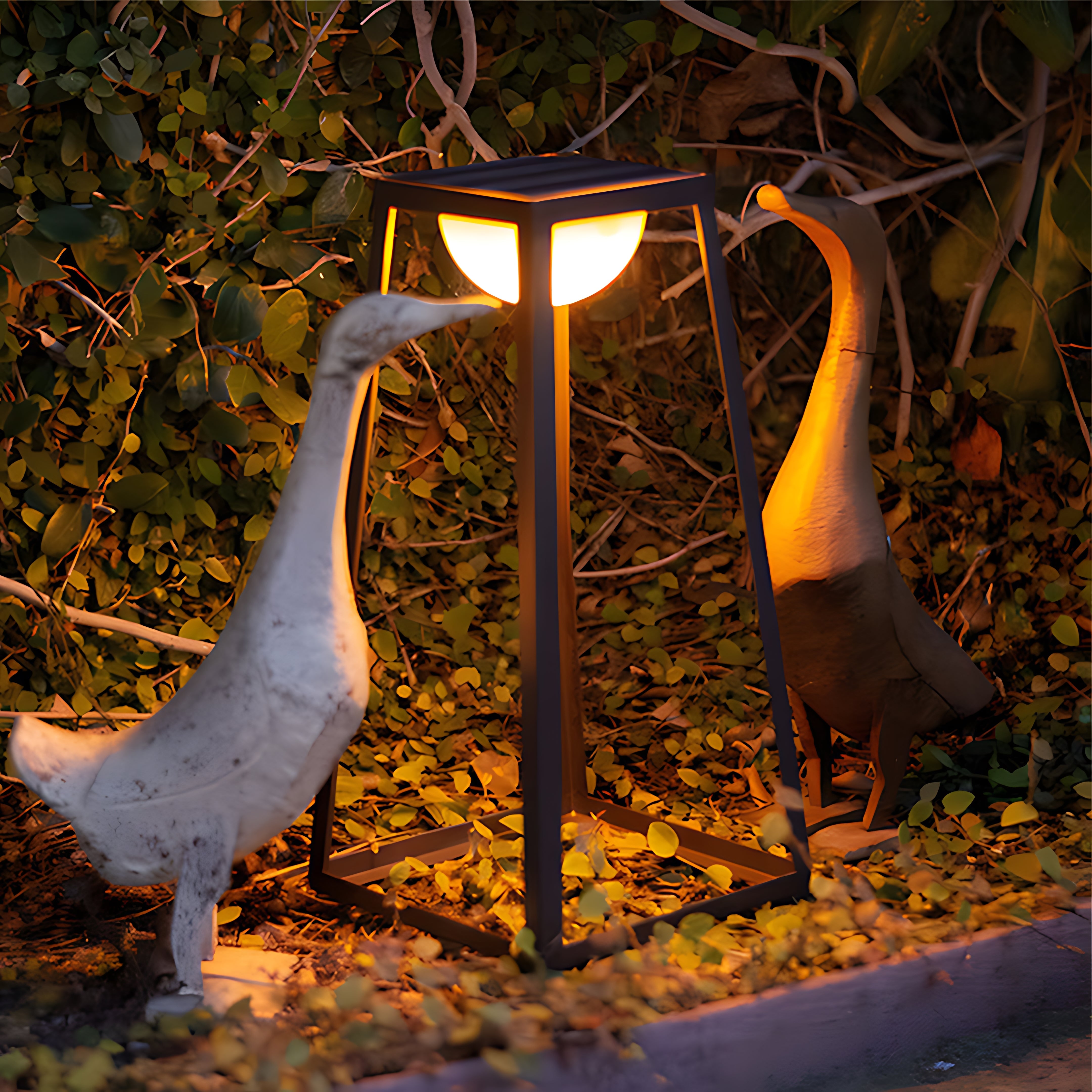 Minimalist Metal Frame Outdoor Floor Lantern — Stainless Steel & Acrylic, Solar / Hardwired, 3000K LED, IP65, 5W