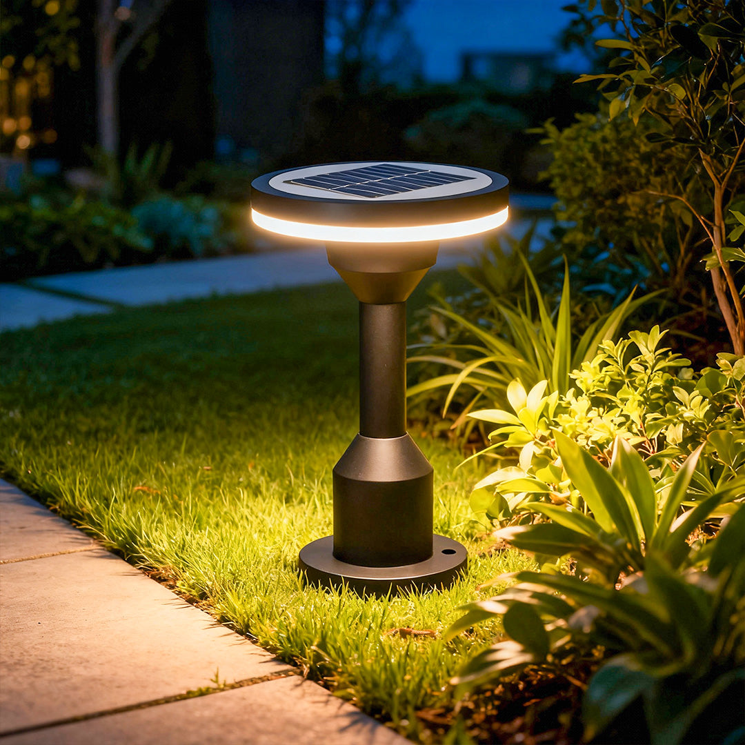 Outdoor Garden Path Light — Sand-Black Aluminum, LED, Solar / Hardwired, IP65, 9.4" or 23.6"