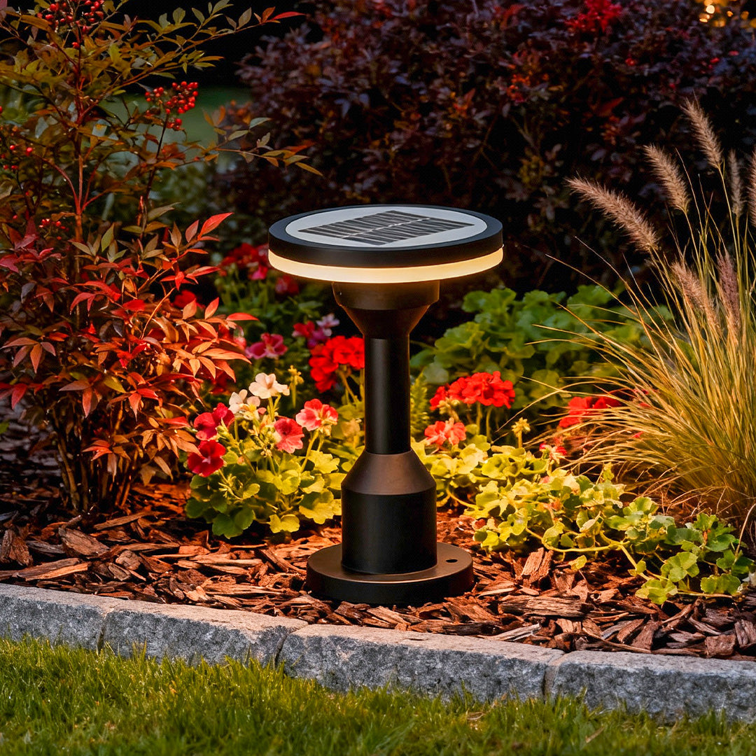 Outdoor Garden Path Light — Sand-Black Aluminum, LED, Solar / Hardwired, IP65, 9.4" or 23.6"