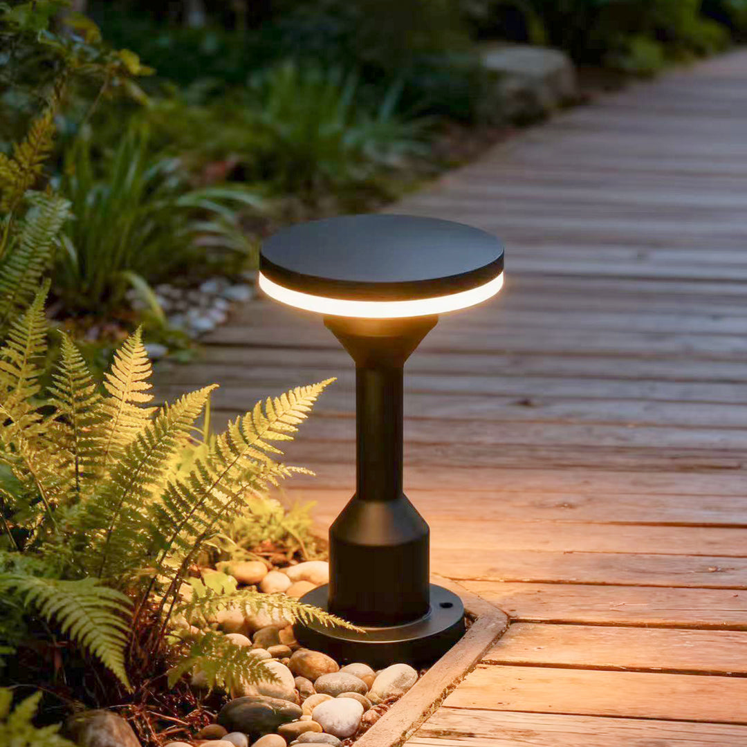 Outdoor Garden Path Light — Sand-Black Aluminum, LED, Solar / Hardwired, IP65, 9.4" or 23.6"