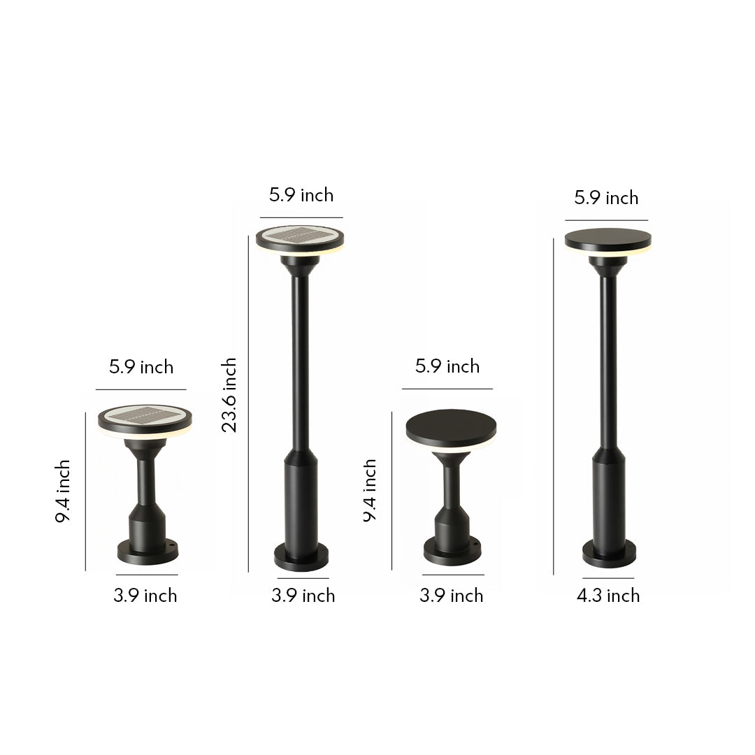 Outdoor Garden Path Light — Sand-Black Aluminum, LED, Solar / Hardwired, IP65, 9.4" or 23.6"