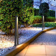 Minimalist Trapezoidal Landscape Pillar Light — Black Die-Cast Aluminum, 14W LED, IP65, 39.4" Hardwired