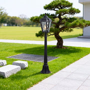 Column Outdoor Post Light — Sand-Black Cast Aluminum, Clear Glass, 12W LED, IP44 Weatherproof