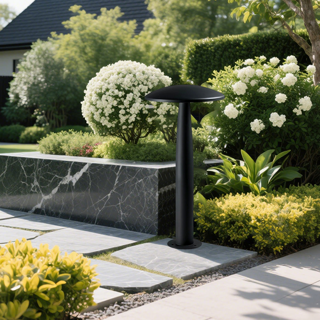 Mushroom Outdoor Bollard Light — Sand-Black Aluminum, LED, 10W/20W/30W, IP65, 3000K
