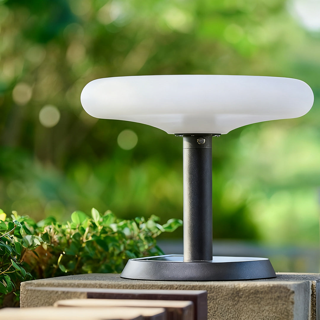 Spherical Solar LED Post Light — Aluminum & PE Shade, 8000mAh, IP65, Portable or Fixed, 15.75"