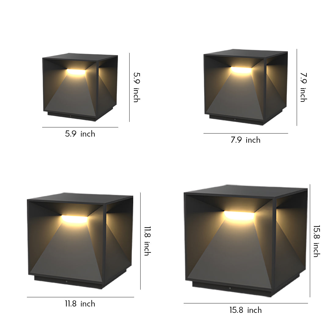 Outdoor Garden Pillar Light — Stainless Steel & Acrylic, 14W LED, Solar / Hardwired, IP65, 4 Sizes, Black or White