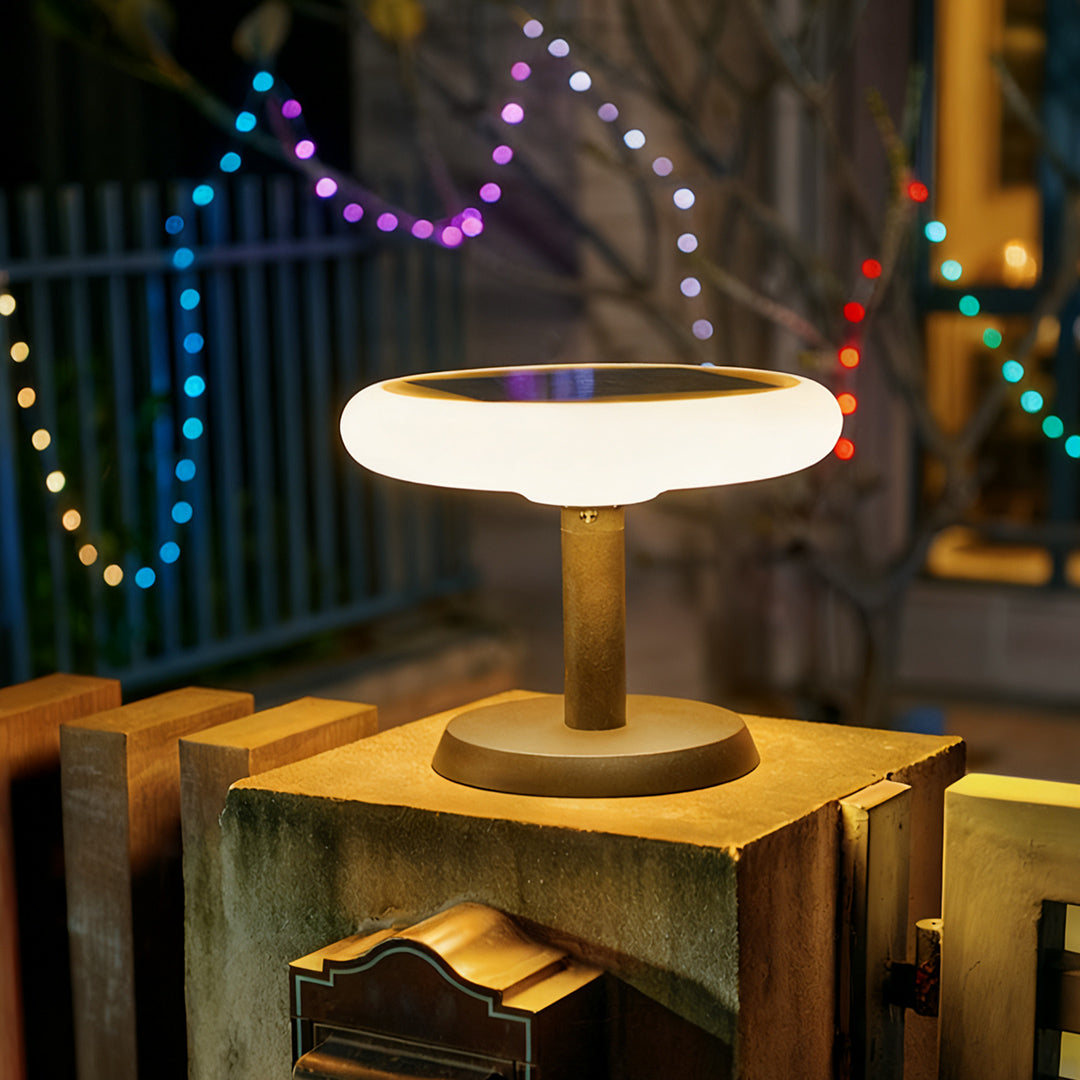 Spherical Solar LED Post Light — Aluminum & PE Shade, 8000mAh, IP65, Portable or Fixed, 15.75"