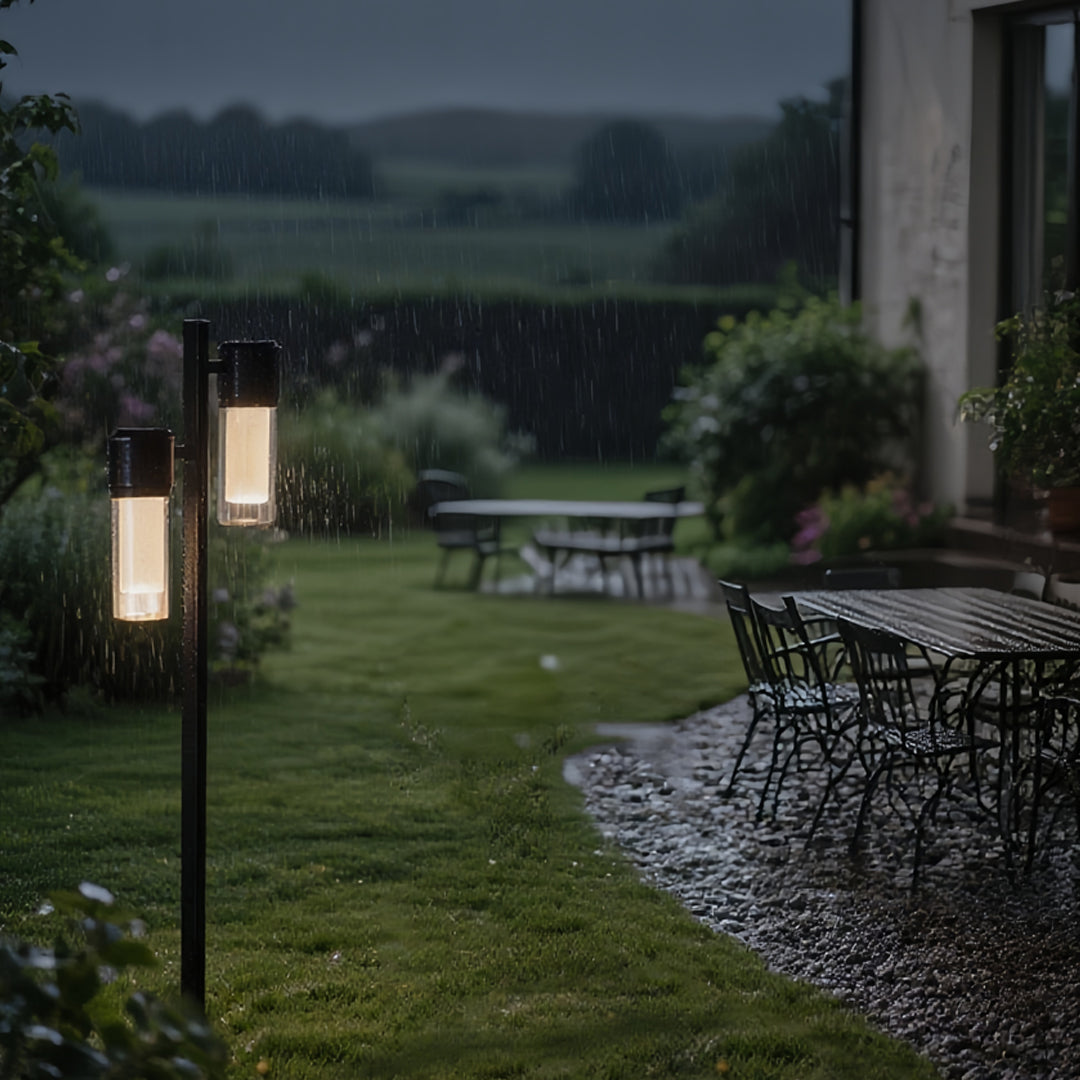 Contemporary Outdoor Path Light — Black Aluminum, Clear Glass, LED Ra90, IP65, Single or Double-Head, 27.6" or 35.4"