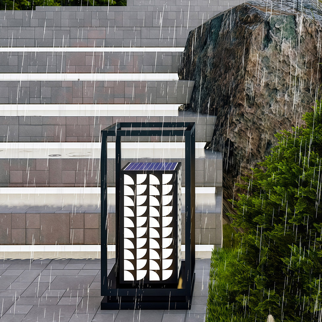 Modern LED Bollard Path Light — Black Stainless Steel, Acrylic Shade, Solar / Hardwired, IP65, 10000mAh