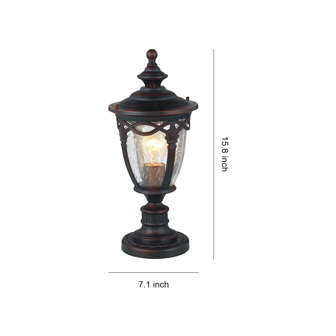 European Column Gate Pillar Light — Aluminum, Black, 9W E26 Warm White, IP44 Weatherproof