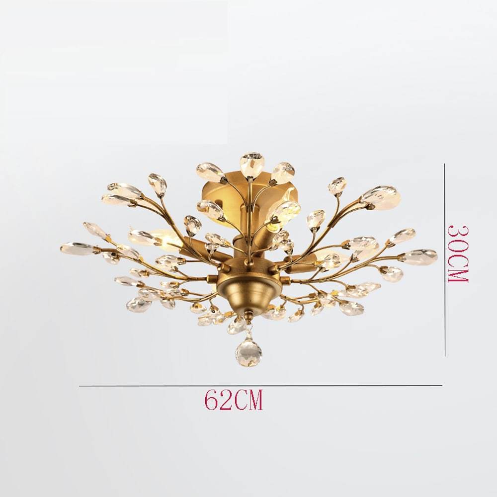 Crystal Flower Chandelier — Metal, Clear Crystal, E12/E14 LED, 4-, 5-, or 6-Light, 24" Diameter