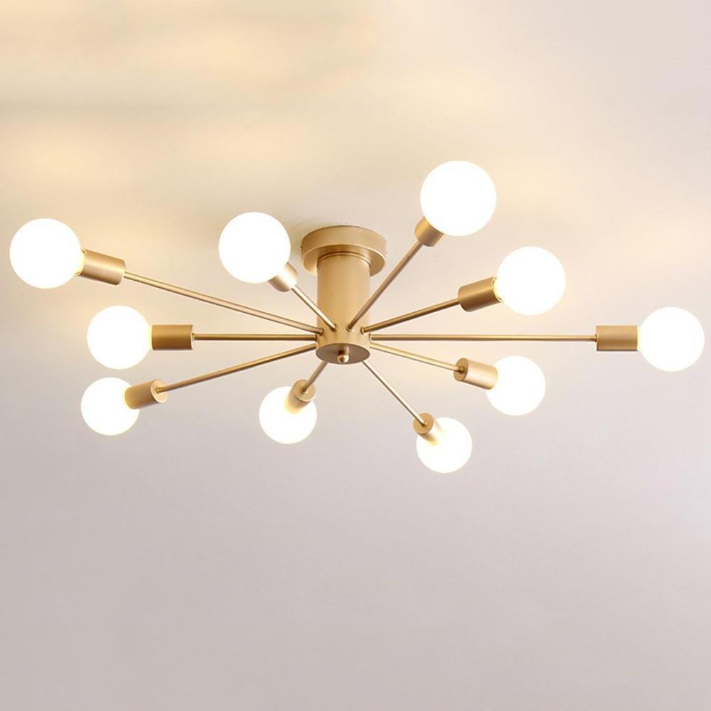 Sporadic 10-Light Semi-Flush Chandelier — Metal Iron, Modern Farmhouse, 25" Diameter
