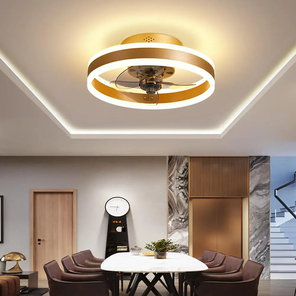 16-Inch Modern LED Ceiling Fan Light Chandelier - Dimmable Flush Mount Design Luxe