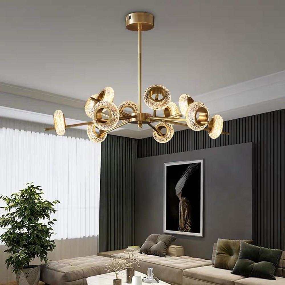 Sputnik Crystal Sphere Chandelier — Brass, Gold Electroplated, Integrated LED 3000K, 8 or 12-Light