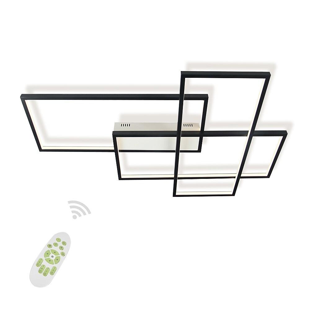 Overlapping Rectangles Geometric Flush-Mount Ceiling Light — Aluminum, 90W LED, Dimmable with Remote, 40" × 27"