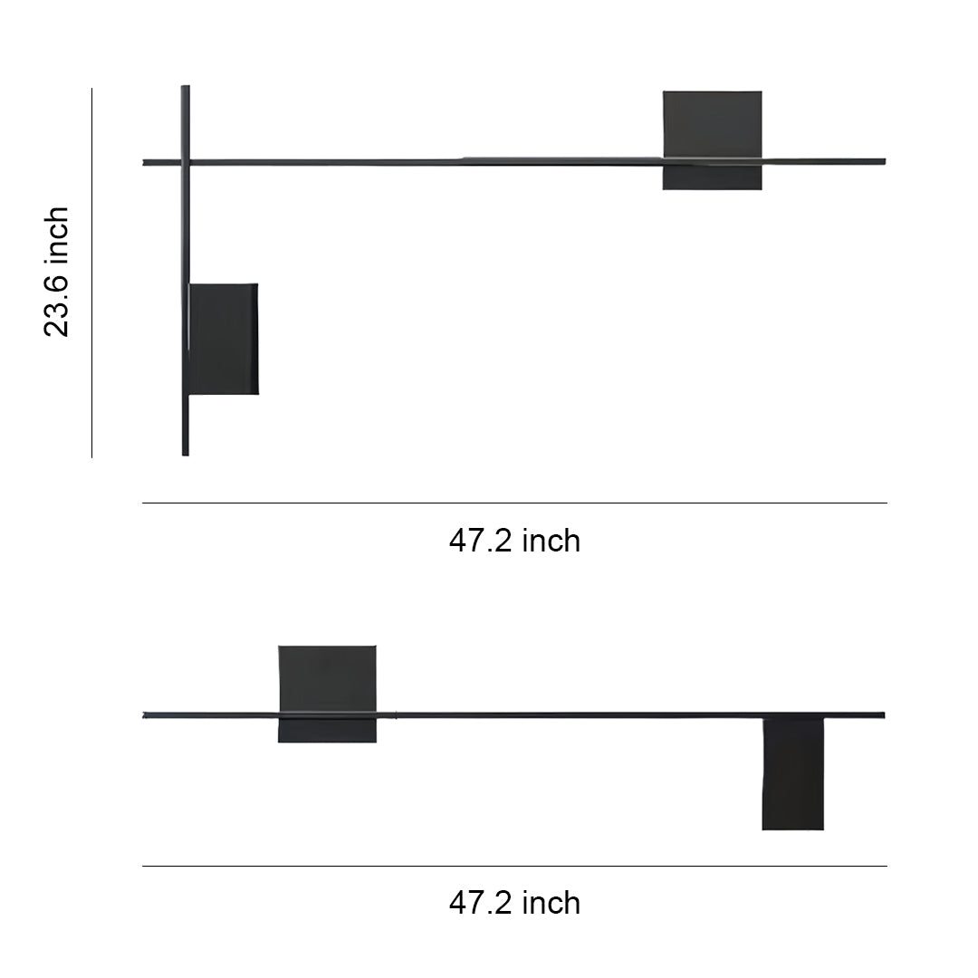 Minimalist Rectangular Linear Wall Sconce — Black Iron, LED, 3-Step Dimming (3000K/4000K/6000K), 5W–10W