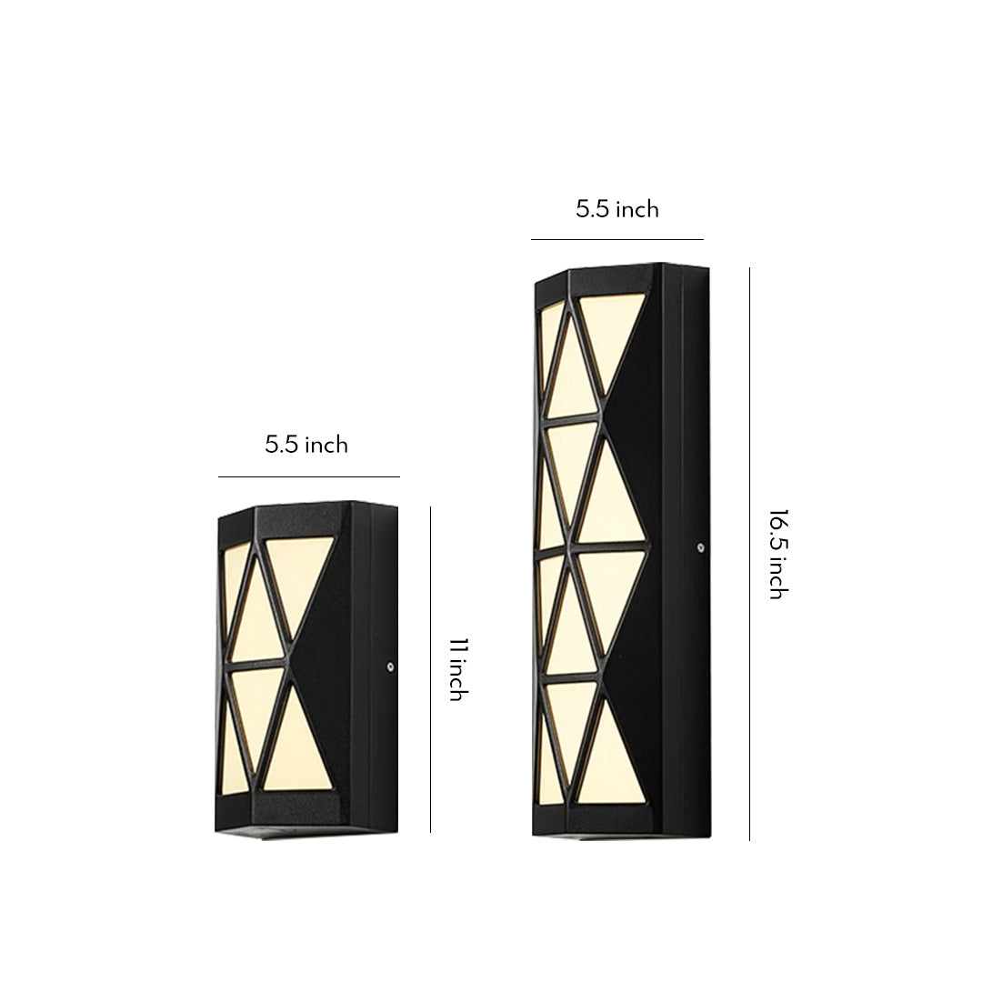 Minimalist Outdoor Wall Sconce — Black Aluminum, Acrylic Shade, LED 12W / 36W, IP54, 3000K Warm White