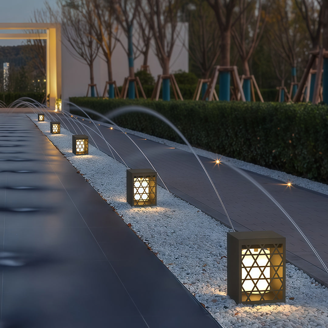 Modern Outdoor Bollard Light — Stainless Steel, Solar / Hardwired, IP65, LED, 3 Sizes