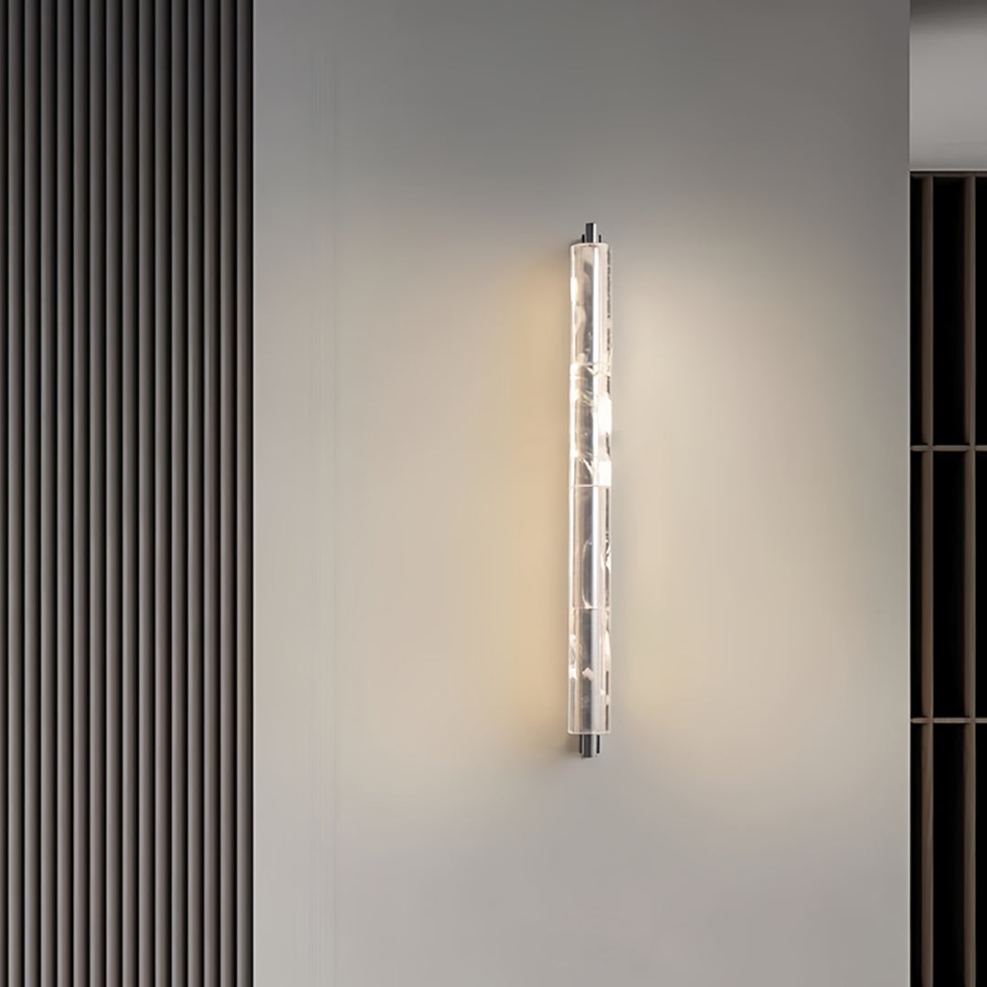 Minimalist Linear Wall Sconce — Chrome Metal with Crystal Accents, 7.3W LED, 3000K, IP20