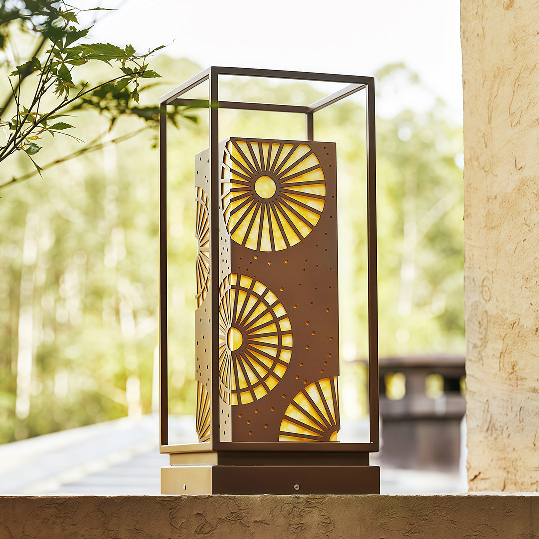 LED Bollard Light — Stainless Steel with Faux Marble Shade, Three-Color Dimming, IP54, 21.7"