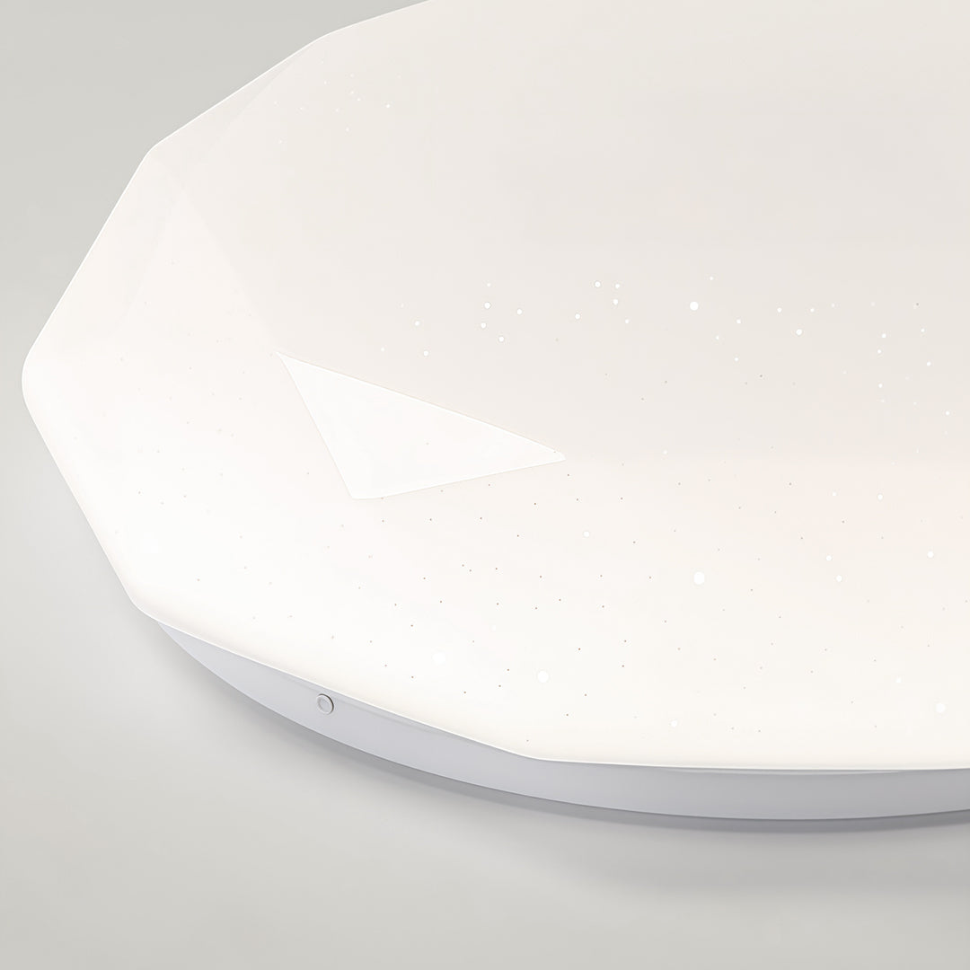 Geometric Full-Sky Star LED Flush Mount — White Iron and Acrylic, Stepless Dimmable, 24W–48W, 15.8" or 19.7"