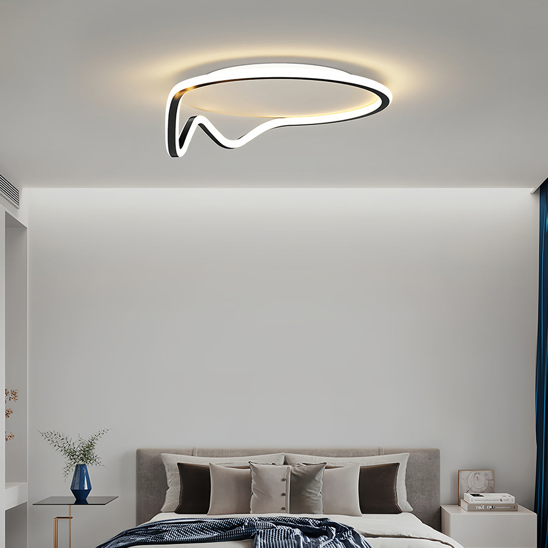 Minimalist Geometric LED Flush Mount — Iron, Silicone Shade, 3-Step Dimming (3000K–6000K), 16.5" or 20.5"