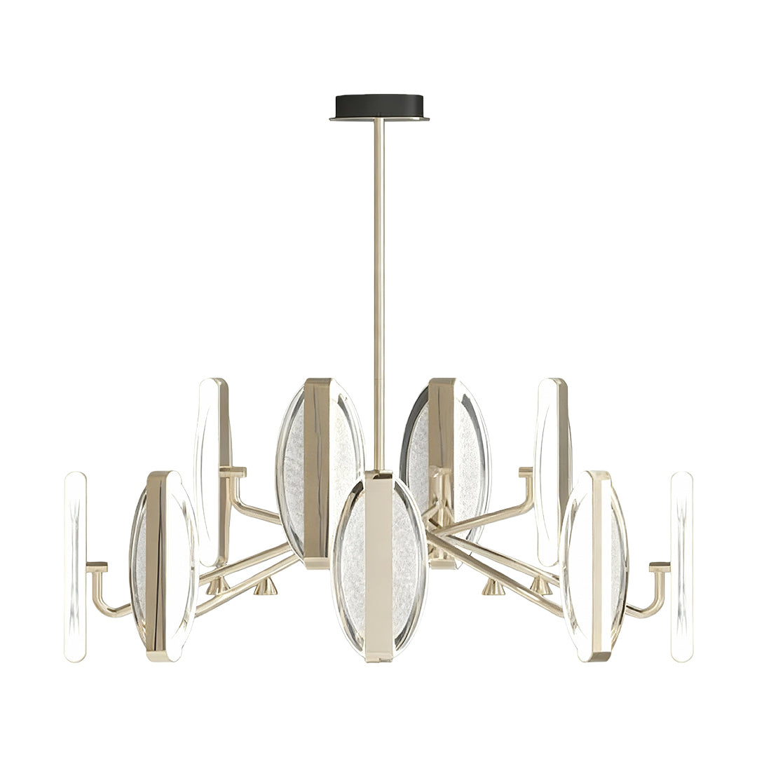 Minimalist Gold Acrylic Chandelier — Aluminum, LED, 3-Color Dimming, 4–12 Light, 47.2" Chain