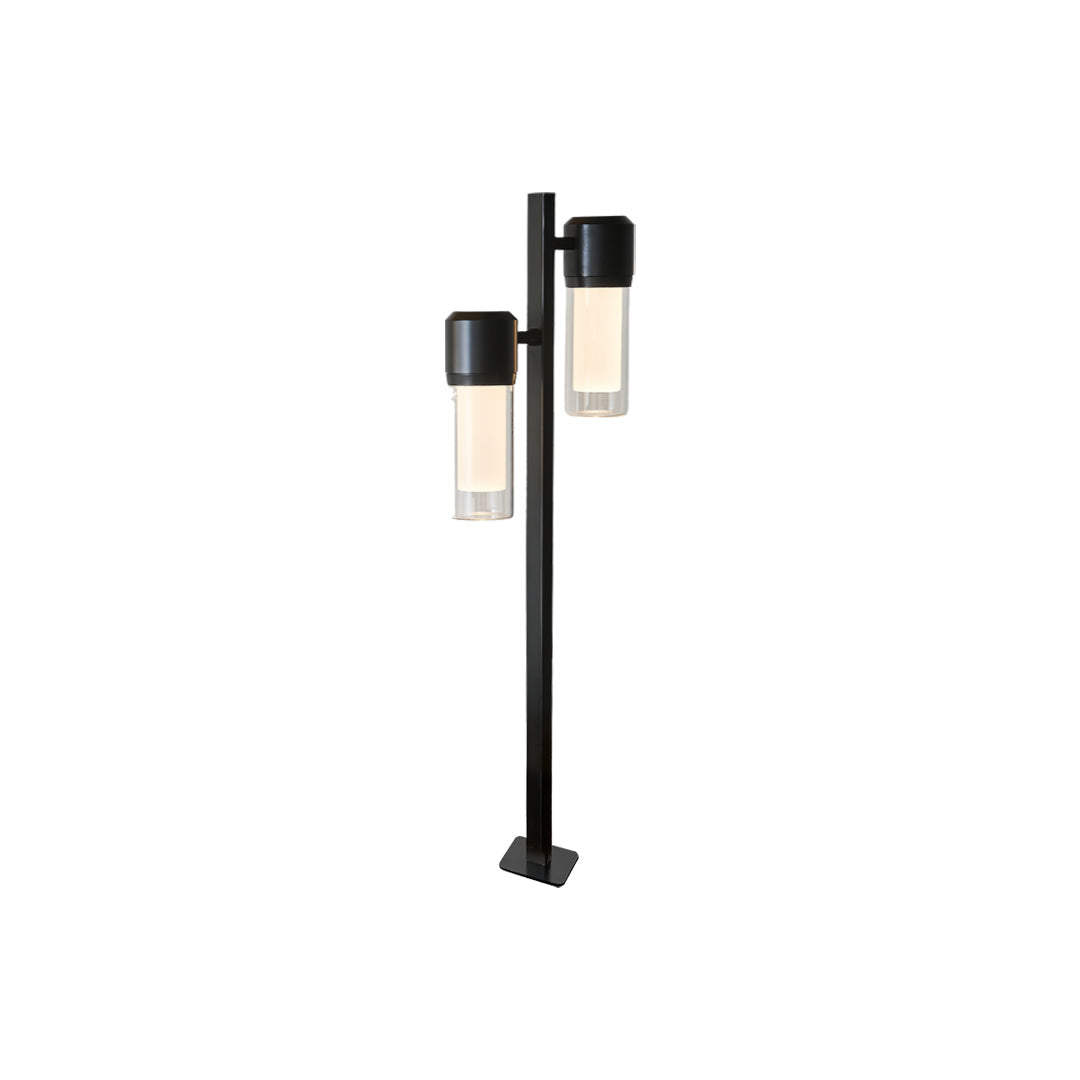 Contemporary Outdoor Path Light — Black Aluminum, Clear Glass, LED Ra90, IP65, Single or Double-Head, 27.6" or 35.4"