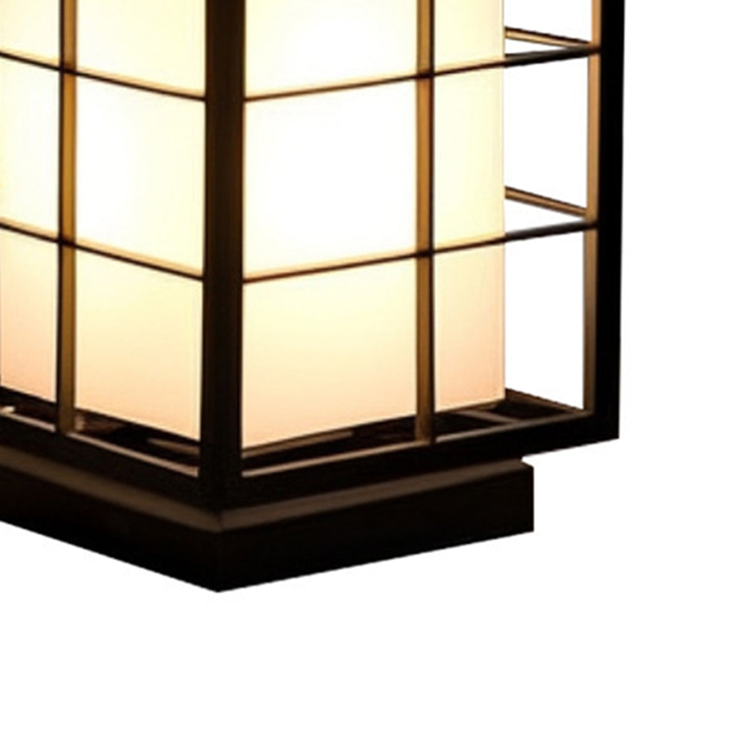 Square Japanese Outdoor Bollard Lantern — Stainless Steel & Acrylic, 10W LED, 3000K, IP65, 11.81" Hardwired