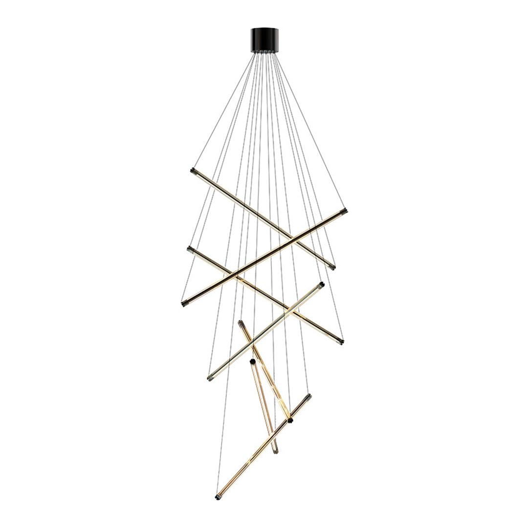 Minimalist LED Linear Chandelier — Stainless Steel & Acrylic, 3/5/7-Light, 36W–140W, 4000K RA97, Black or Gold