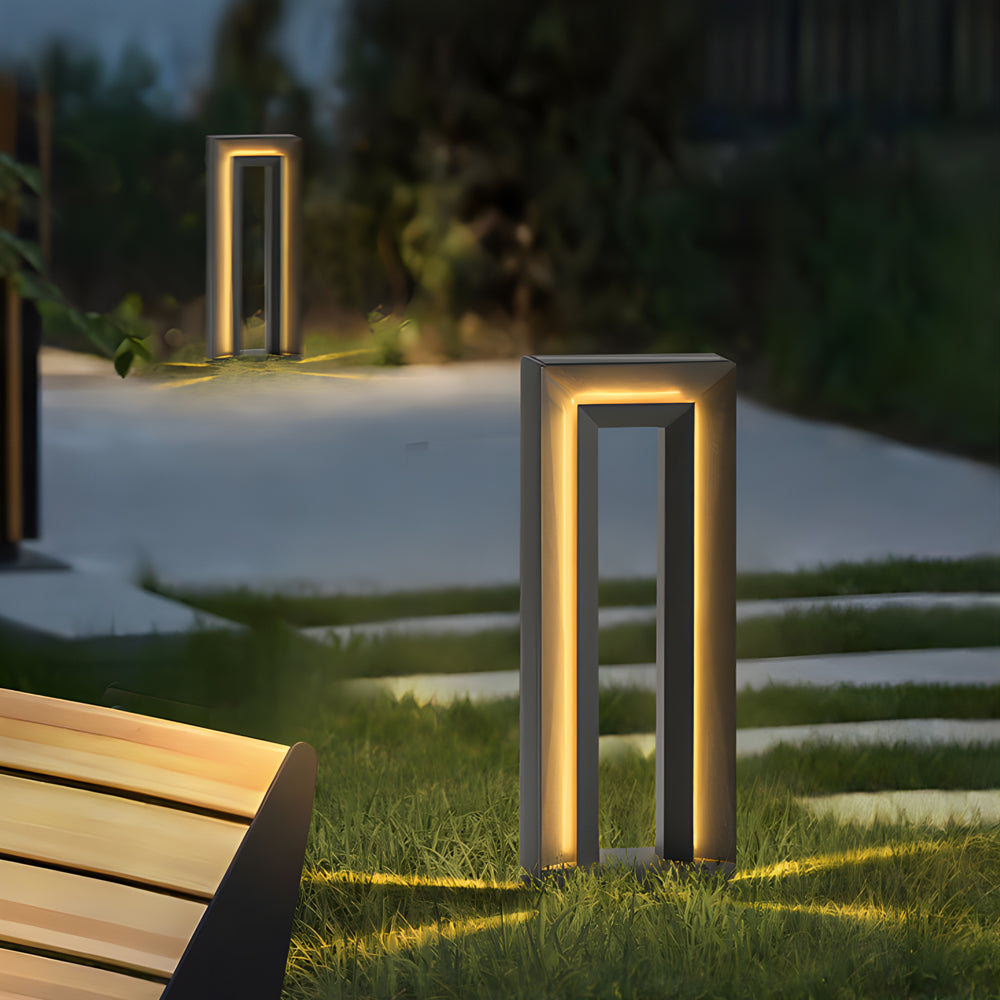 Modern Minimalist Arch Solar / Hardwired Bollard Light — Stainless Steel, LED 3000K, IP65, 10W, Dusk-to-Dawn