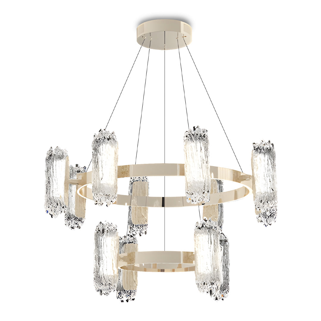 Minimalist Metal Chandelier — Aluminum, Gold, LED, Three-Color Dimming, 6/8/8+4-Light, 59.1" Chain