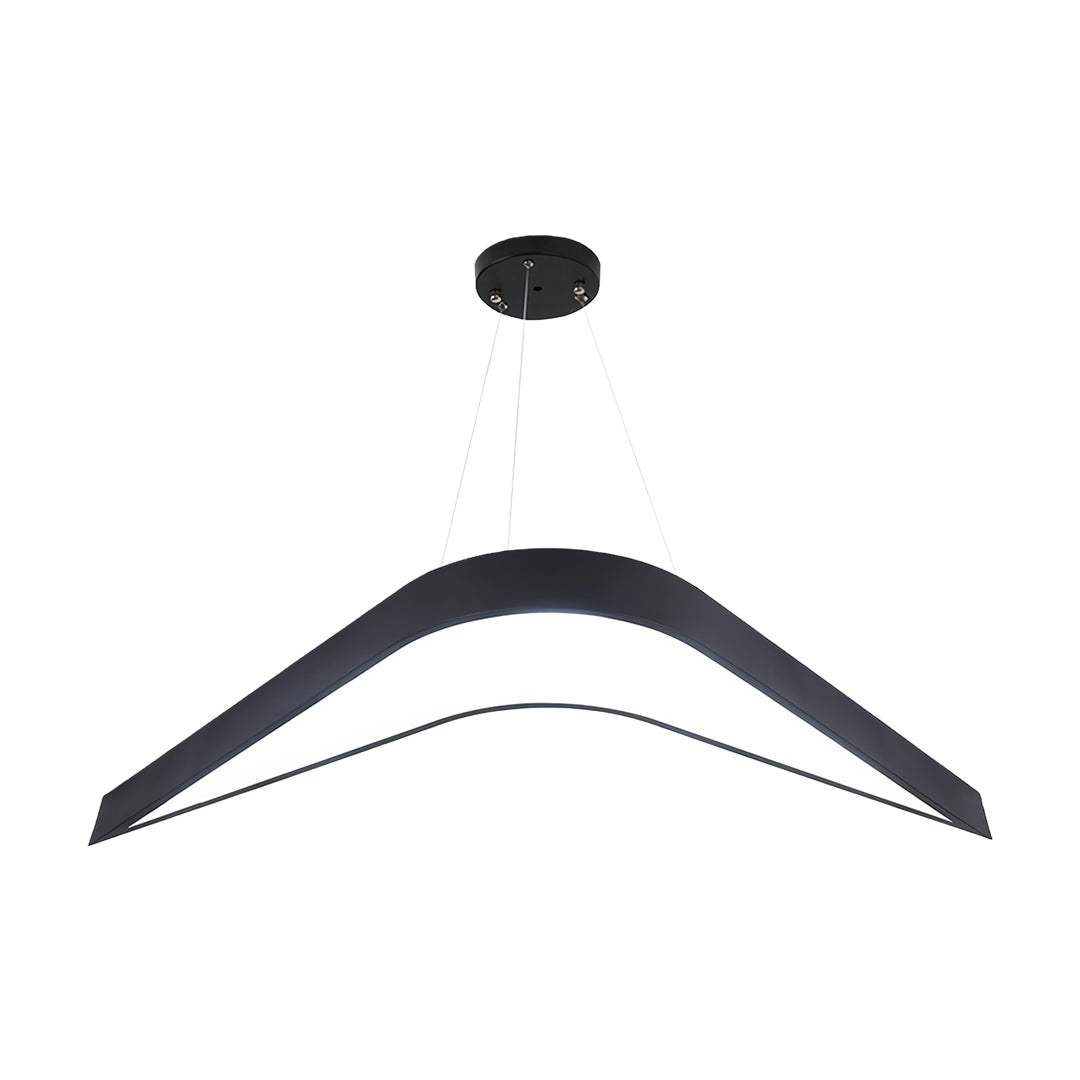 Swallowtail Geometric Chandelier — Black Wrought Iron, White Acrylic, LED, 31.5"–55.1" Dia.