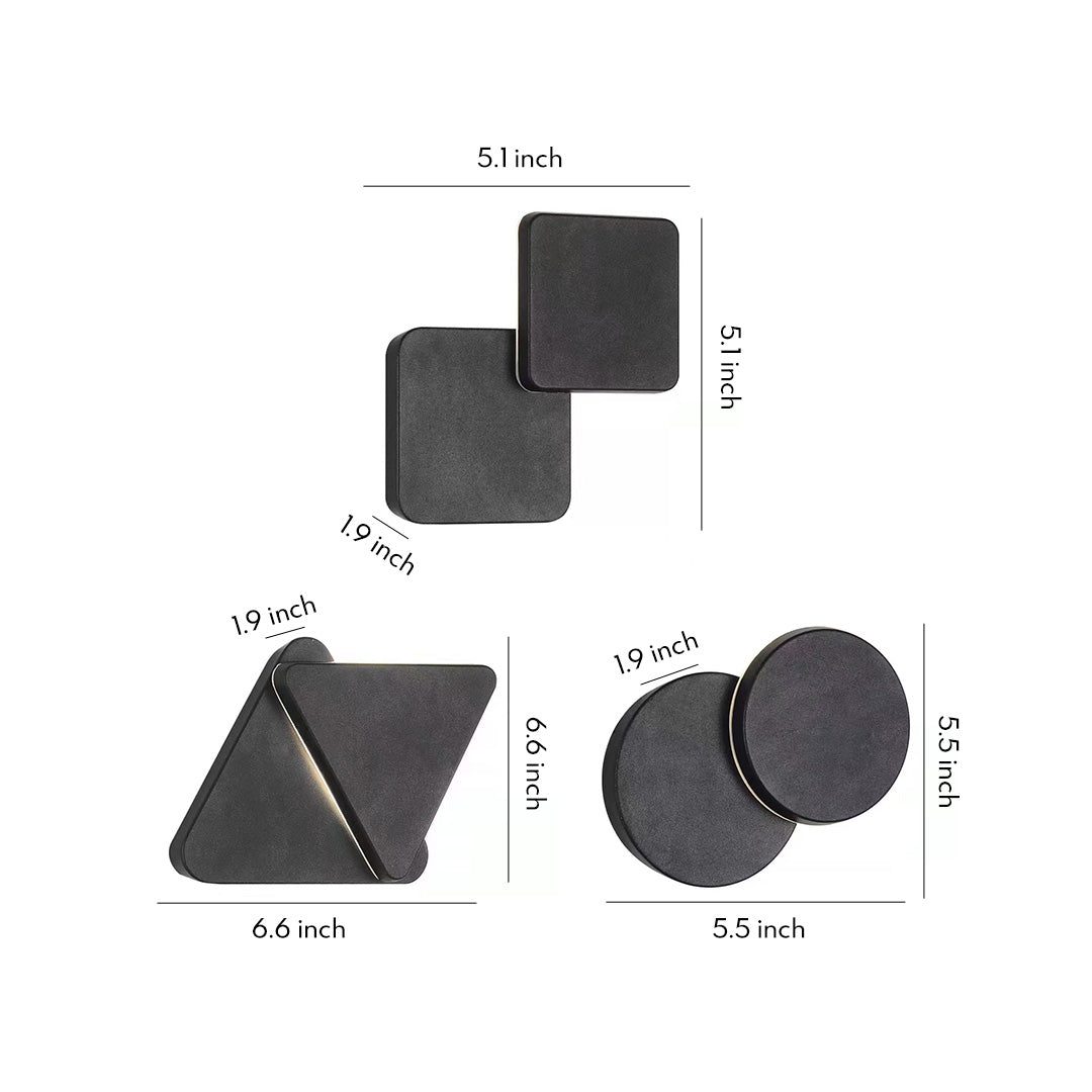 Geometric Outdoor Wall Sconce — Black Aluminum, 10W LED, IP54, Square / Triangle / Round