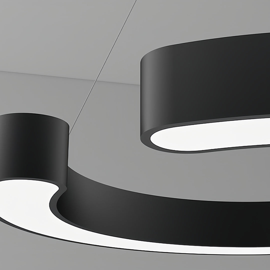 Geometric Ring Pendant — Black Iron and Frosted Acrylic, LED 6500K, 15.8" / 23.6" / 31.5"