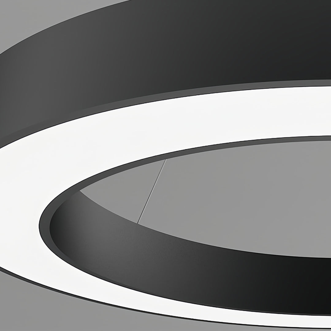Geometric Ring Pendant — Black Iron and Frosted Acrylic, LED 6500K, 15.8" / 23.6" / 31.5"