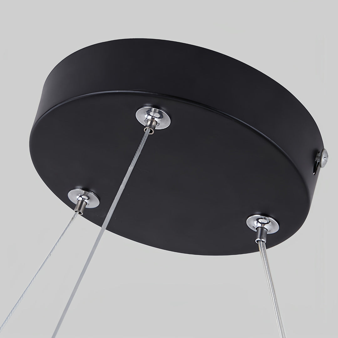 Geometric Ring Pendant — Black Iron and Frosted Acrylic, LED 6500K, 15.8" / 23.6" / 31.5"