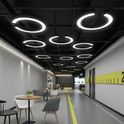 Geometric Ring Pendant — Black Iron and Frosted Acrylic, LED 6500K, 15.8" / 23.6" / 31.5"
