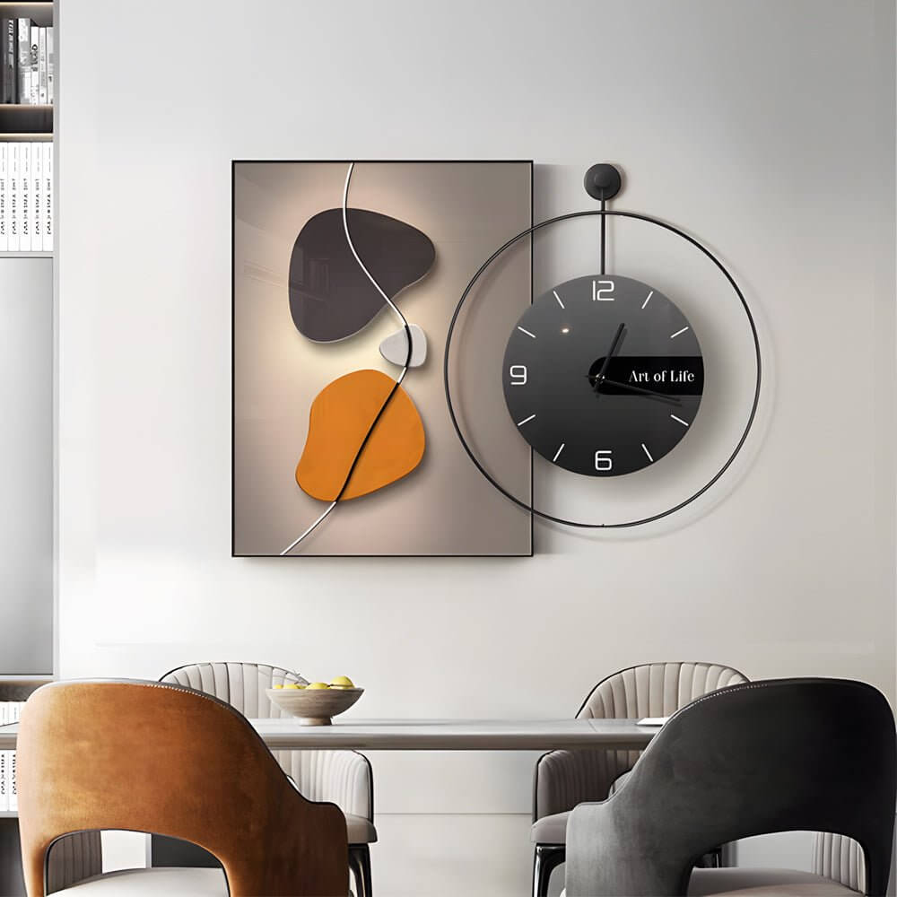 geometric silent wall clock canvas art decorative wall decor