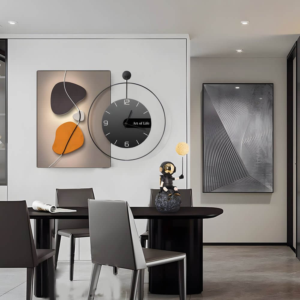 geometric silent wall clock canvas art decorative wall decor
