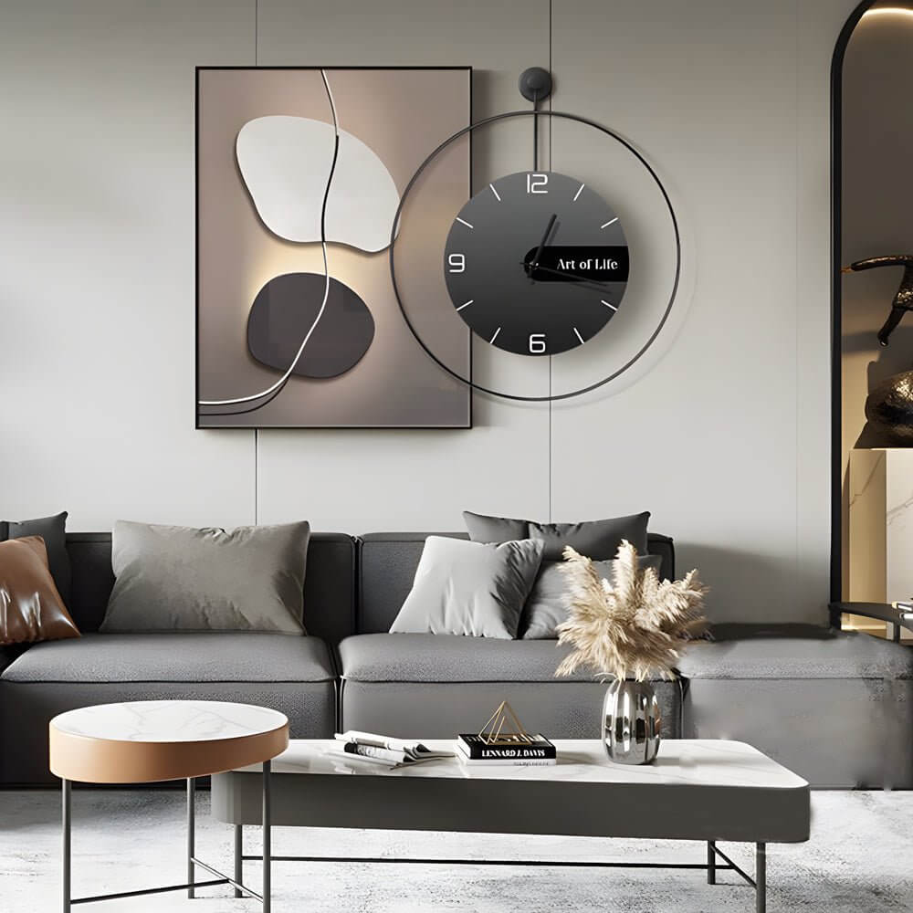 geometric silent wall clock canvas art decorative wall decor
