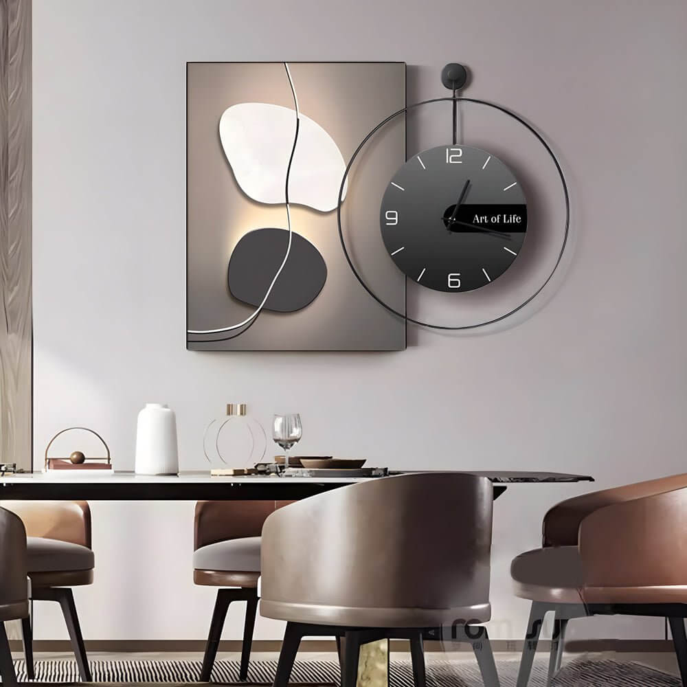 geometric silent wall clock canvas art decorative wall decor