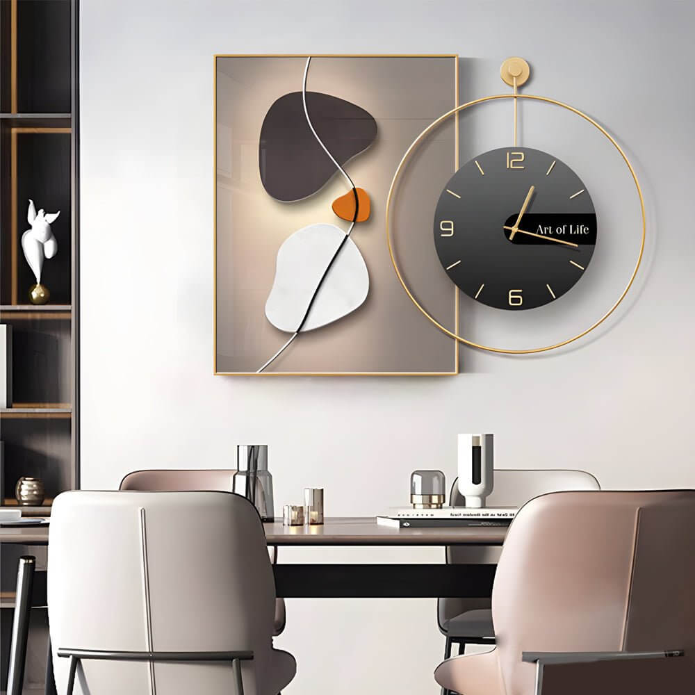 geometric silent wall clock canvas art decorative wall decor